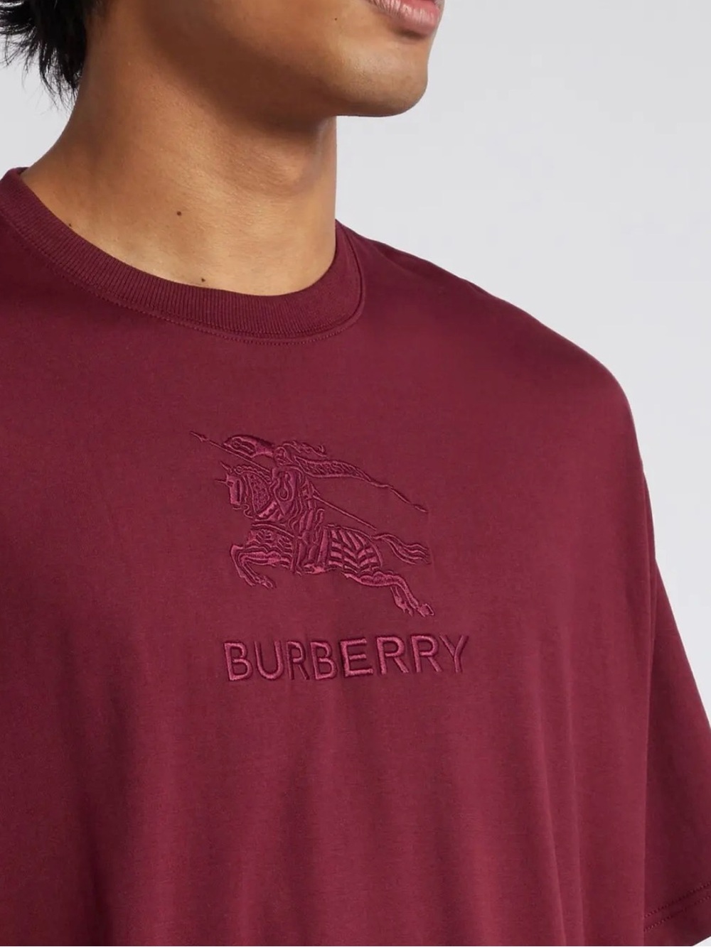 BURBERRY Tempah Equestrian Knight Men’s T-Shirt Size XL Burgundy